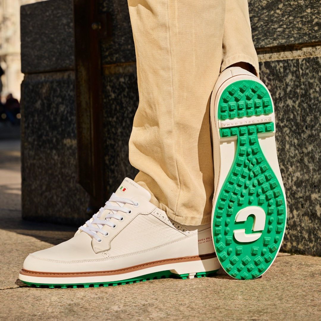 Elevate your style on the course with the sophistication of Duca del Cosma’s Davinci golf shoes. Step onto the green wearing the distinctive colours of the first major of the year. @ducadelcosma_ @mygolfspy #DucadelCosma #GolfFashion 🏌️‍♂️👟✨ mygolfspy.com/news-opinion/b…