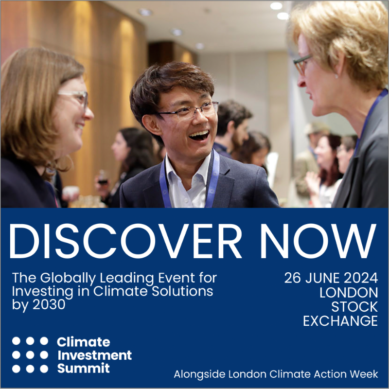 wclimate's tweet photo. Climate Investment Summit 2024 returns at London Stock Exchange on 26 June! It's the globally leading event for investing in climate solutions by 2030, with high-profile speakers across public and private sectors from a leading network in climate finance and net-zero transition.