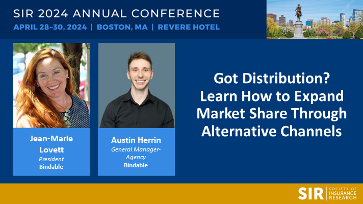 Bindable (@bindabletech) on Twitter photo We're excited to be participating in <a href="/society_sir/">Society of Insurance Research (SIR)</a> Annual Conference in just a few weeks! We're presenting on how insurers can leverage alternative distribution strategies to adapt to changing customer preferences and drive growth. See you there?! hubs.ly/Q02sfmM10 We're excited to be participating in <a href="/society_sir/">Society of Insurance Research (SIR)</a> Annual Conference in just a few weeks! We're presenting on how insurers can leverage alternative distribution strategies to adapt to changing customer preferences and drive growth. See you there?! hubs.ly/Q02sfmM10