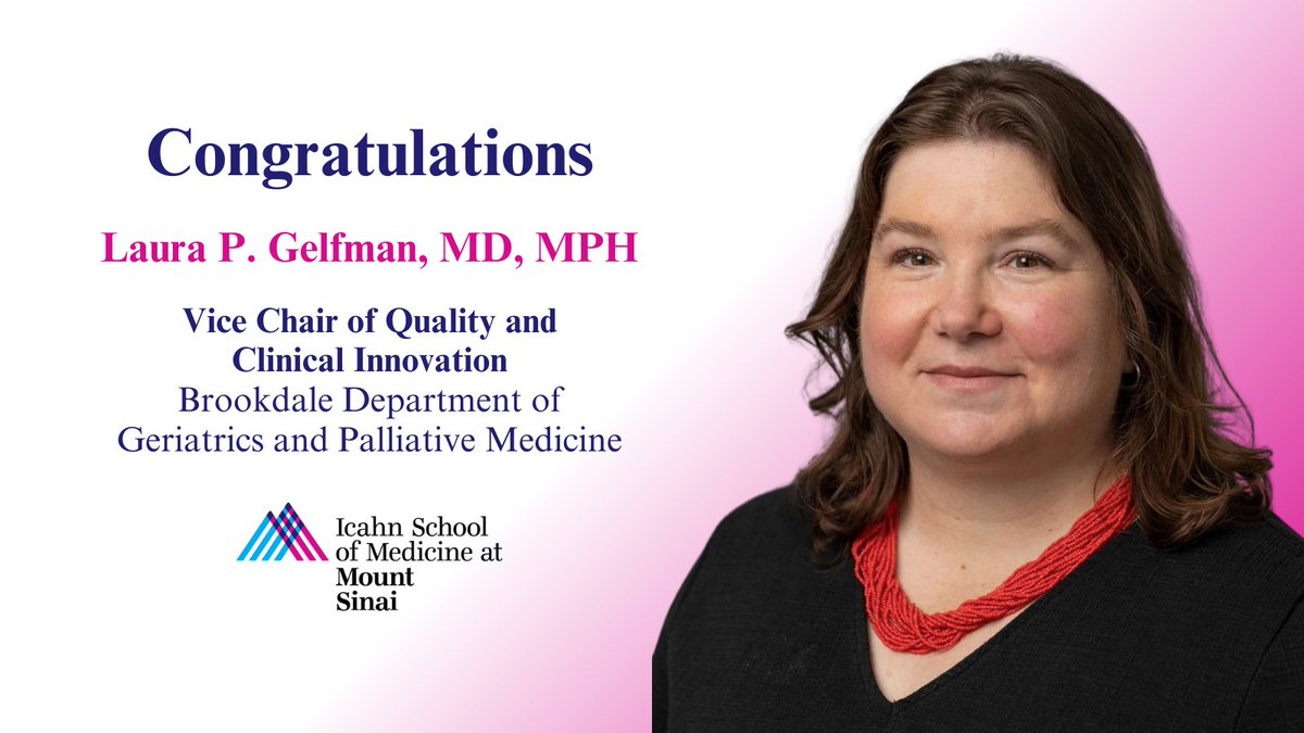 Congratulations, Dr. Laura Gelfman, our new Vice Chair of Quality and Clinical Innovation! In her new role, Dr. Gelfman will ensure that we are providing the highest quality and most equitable care to our older adult patients, those with serious illness, and their caregivers.