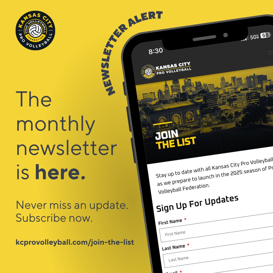 kcprovolleyball's tweet photo. Check your inboxes📬

Our monthly newsletter is here with news and updates you don’t want to miss! Check out our website to subscribe or visit https://t.co/ntn338ciii

#KCProVolleyball https://t.co/GbEgtytEMM