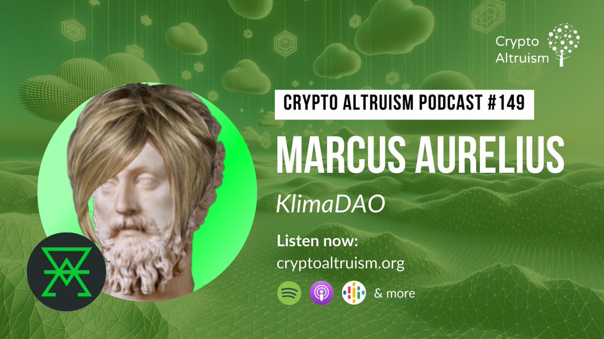 gm regens! 💚Super excited to share our chat w/ the legendary @0xKlimaurelius of @KlimaDAO 🙌 We discuss 🌐 How Web3 can help address the climate coordination failure ⛓️ Blockchain & scalable carbon markets 🌱 An intro to @EcoBenefitFrame 🎧Listen: cryptoaltruism.org/blog/crypto-al…