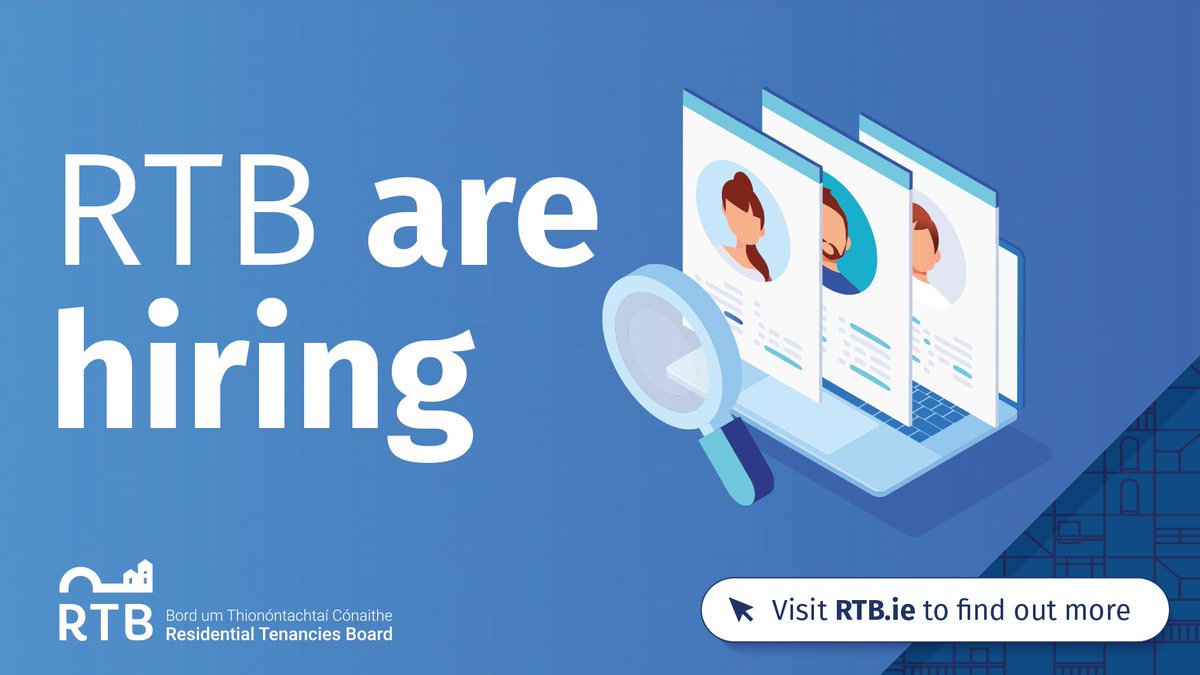 The RTB is seeking applications for the role of Head of Communications and Engagement (Assistant Principal). To find full details of the role, and application please visit rtb.ie/about-rtb/care… or publicjobs.ie/en/ Closing date for applications is tomorrow, 3 May at 5pm