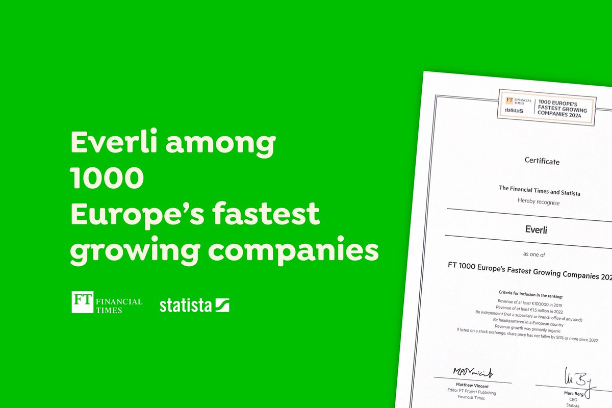 We are proud to be listed among 1000 Europe's fastest growing companies of 2024 by <a href="/FinancialTimes/">Financial Times</a> and <a href="/StatistaCharts/">Statista</a>.

This year’s annual ranking reflects the shifts in corporate fortunes as Europe’s businesses have sought to manage, and then recover from, the impact of