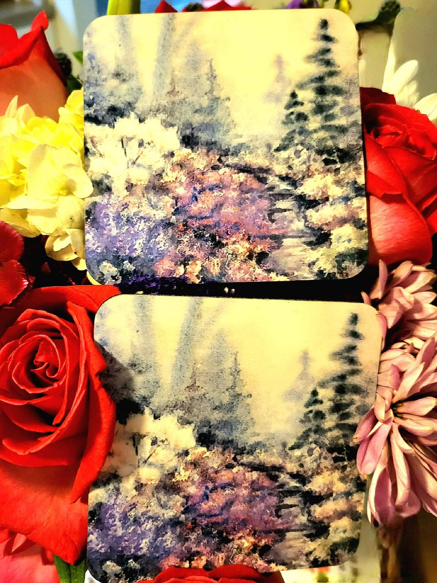 Beautiful Practical gift for Mother's Day 🌹: Fairy Lane Coasters (2), Coaster Set, Cork back Coasters etsy.me/43Rdkw5 #cork #woodlandfairypath #floralcoasters #giftsforhome #housewarminggift #mothersdaygift #giftsforher #coasterset #dinnerpartygift