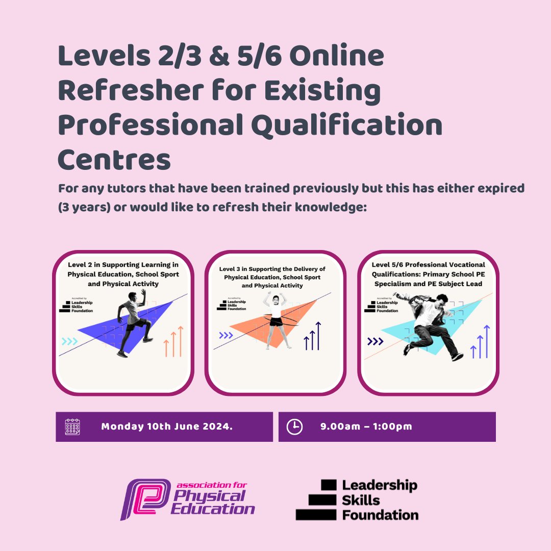 ❌Levels 2/3 & 5/6 Online Refresher for Existing Professional Qualification Centres❌ 📅When: Monday 10th June 2024, 9am - 1pm ❓ How: Click the link below to book on NOW⤵️ afpe.org.uk/events/EventDe…