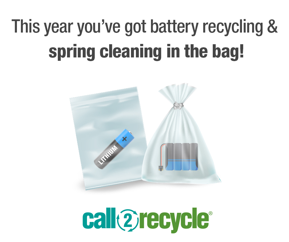 This year you’ve got battery recycling & spring cleaning in the bag! Simply bag up your old batteries, find a convenient drop-off location near you (bit.ly/3tvaX1p), and add battery recycling to your errand list! Visit call2recycle.org/safety-and-shi… for more information.