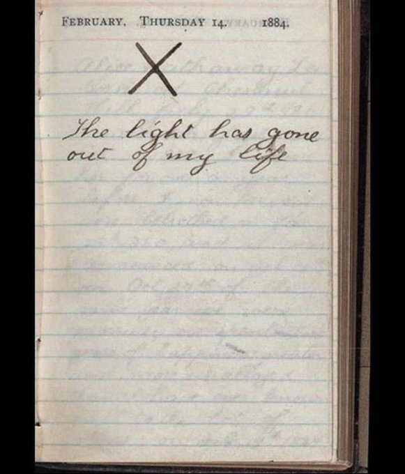 Theodore Roosevelt's diary on the day his wife and mother died within hours of one another in the Roosevelt house in New York City. His mother, Martha Stewart 'Mittie' Bulloch, 50, succumbed to typhus, while his wife, Alice Hathaway Lee, 22, died due to an undiagnosed case of…