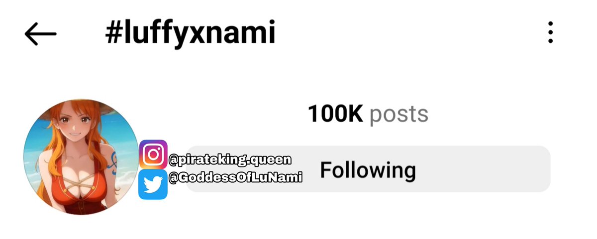Finally !!! 🎉 We reached 100K with the Hashtag LUFFY × NAMI on ig / instagram 🔥 #ONEPIECE #ワンピース #ルナミ #luffy #nami #LuNami #otaku #shonen #twitter #luffyxnami