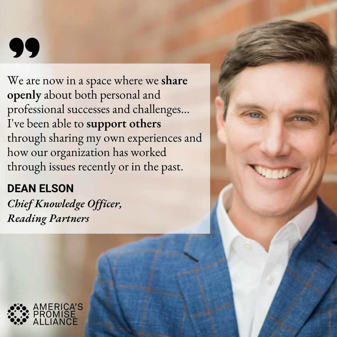 “I feel supported and validated by other leaders in the Alliance..Other APA leaders' experiences are helpful to me in considering new approaches we might take in my own organization.” - Dean Elson, Chief Knowledge Officer, @ReadingPartners