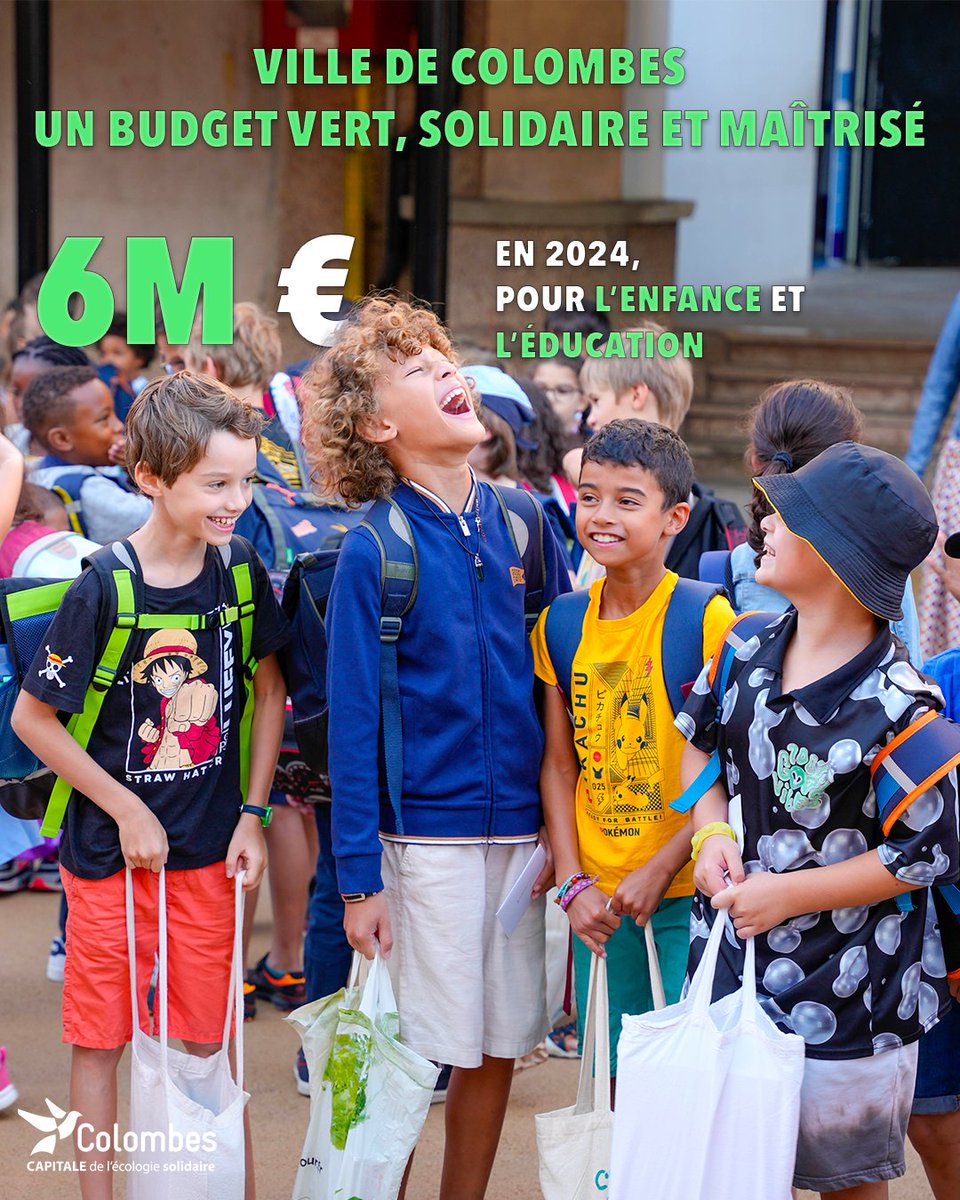 Budget : Un budget vert, solidaire et maîtrisé ✅ 6 M€ : En 2024, pour l’enfance et l’éducation Retrouvez les orientations budgétaires 2024 ➡️ bit.ly/3VGtjLA