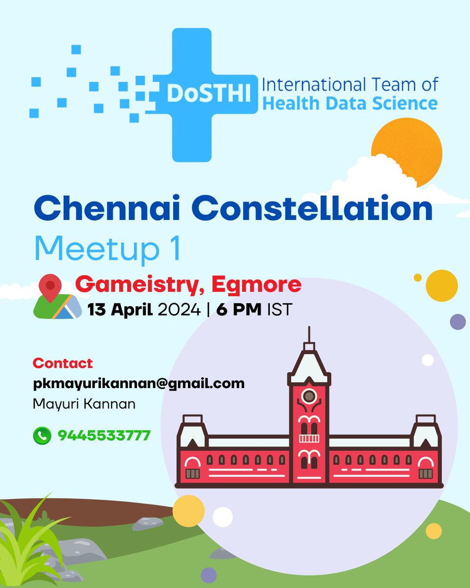 FIRST EVER MEETUP OF DoSTHI Happening in Chennai Constellation #HealthDataScience #Meetup #Chennai #DoSTHI #ChennaiDoSTHI #PublicHealth #PublicHealthIndia #PHI #DataScienceMeetup #DataScience #GlobalHealth #OneHealth