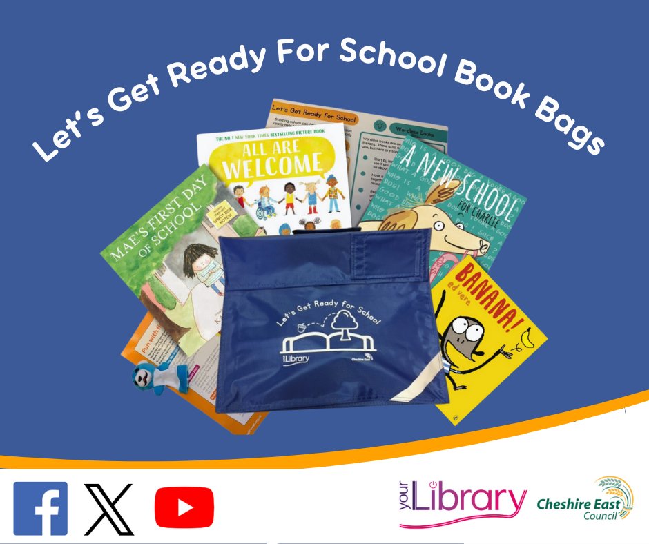If you have a little one starting school in September you might like to borrow some of our Let’s Get Ready for School book bags from your local Cheshire East library. There are 10 different bags which are all free to loan with your library card tinyurl.com/w6xexd6m