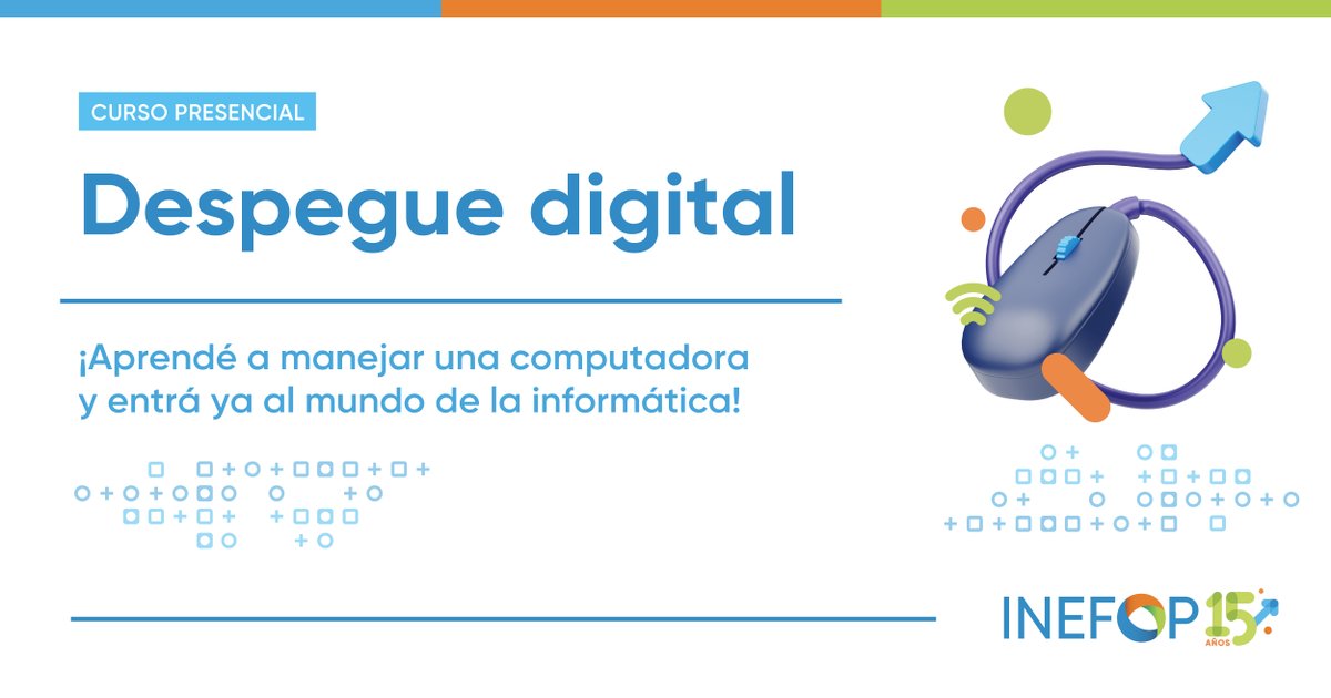 #DespegueDigital 💻 ¡Tu oportunidad para aprender a manejar una computadora! Donde estés, en todo el país, en forma presencial, anotate ya en esta capacitación para mejorar tus posibilidades en el mercado de trabajo. Más info 👉 bit.ly/3PVPg5v #INEFOP #Formación…