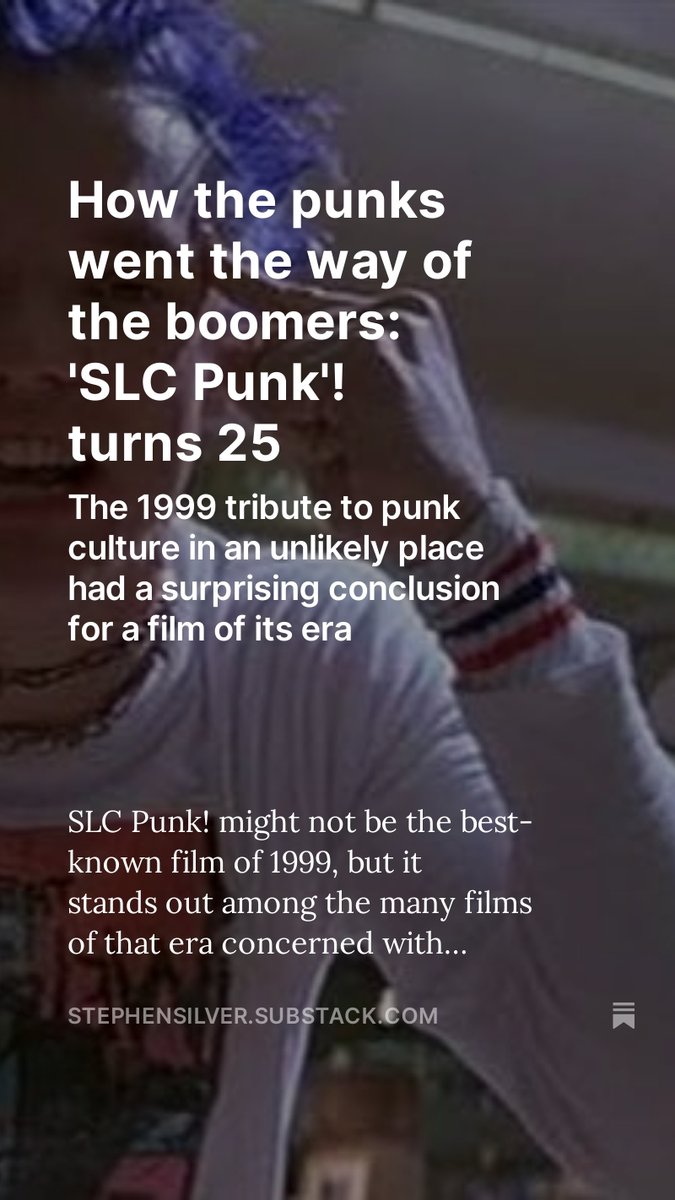 I wrote about 25 years of SLC PUNK! stephensilver.substack.com/p/how-the-punk… @philafcc @OFCS @CriticsChoice