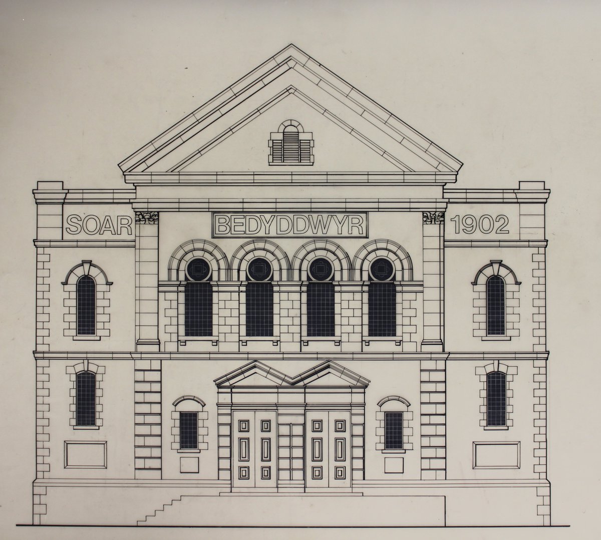GlamArchives's tweet photo. It was great to welcome members of @Cardiff_GFHS back to the Archives this afternoon to explore records relating to house, land and property history. 

Including this drawing from the Mid Glamorgan Chapel Survey of Soar Welsh Baptist Chapel, #Penygraig. https://t.co/QCTsyvUXC9
