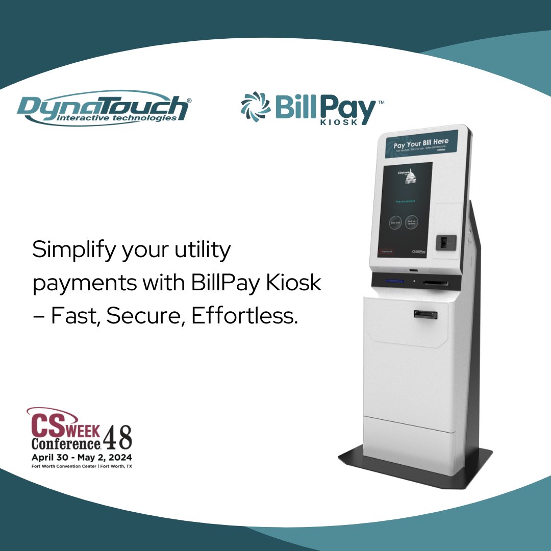 Transform utility bill payments with our BillPay Kiosk: Fast, reliable, secure payments by cash, check, debit, or credit. Experience smoother transactions. See the future of utility payments at Booth 701 during CS Week. #UtilityInnovation #BillPayKiosk
