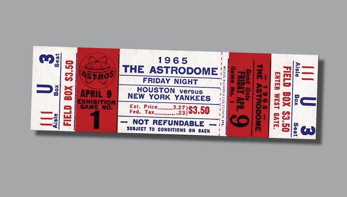 Today in 1965, the Astrodome opens with @Astros vs. the Yankees in the first indoor baseball game.