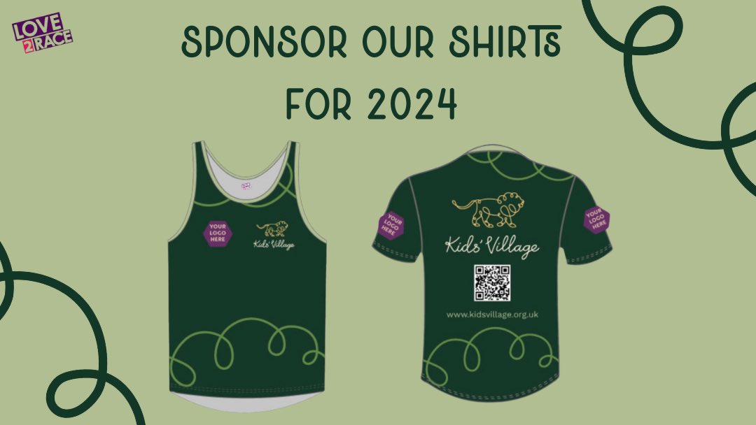 🦁 Sponsor our shirts for 2024 🦁 Used for running, cycling or whatever activities our supporters get up to this year, our 2024 shirts inspire across the UK and beyond as we come together to build Kids’ Village 💪🏼 Email us: info@kidsvillage.org.uk