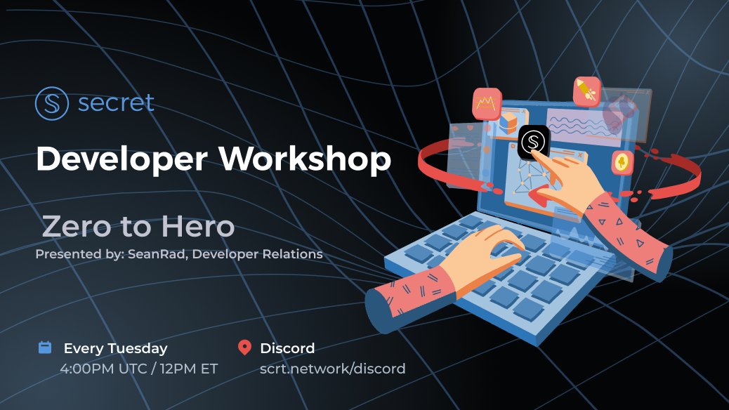 Starting your #Web3 development path? Join @SecretSeanrad and our vibrant developer community for the Secret Zero to Hero Cohort. Boost your coding skills starting at 4 PM UTC, kicking off in 30 minutes! Tune in 👉 scrt.network/discord