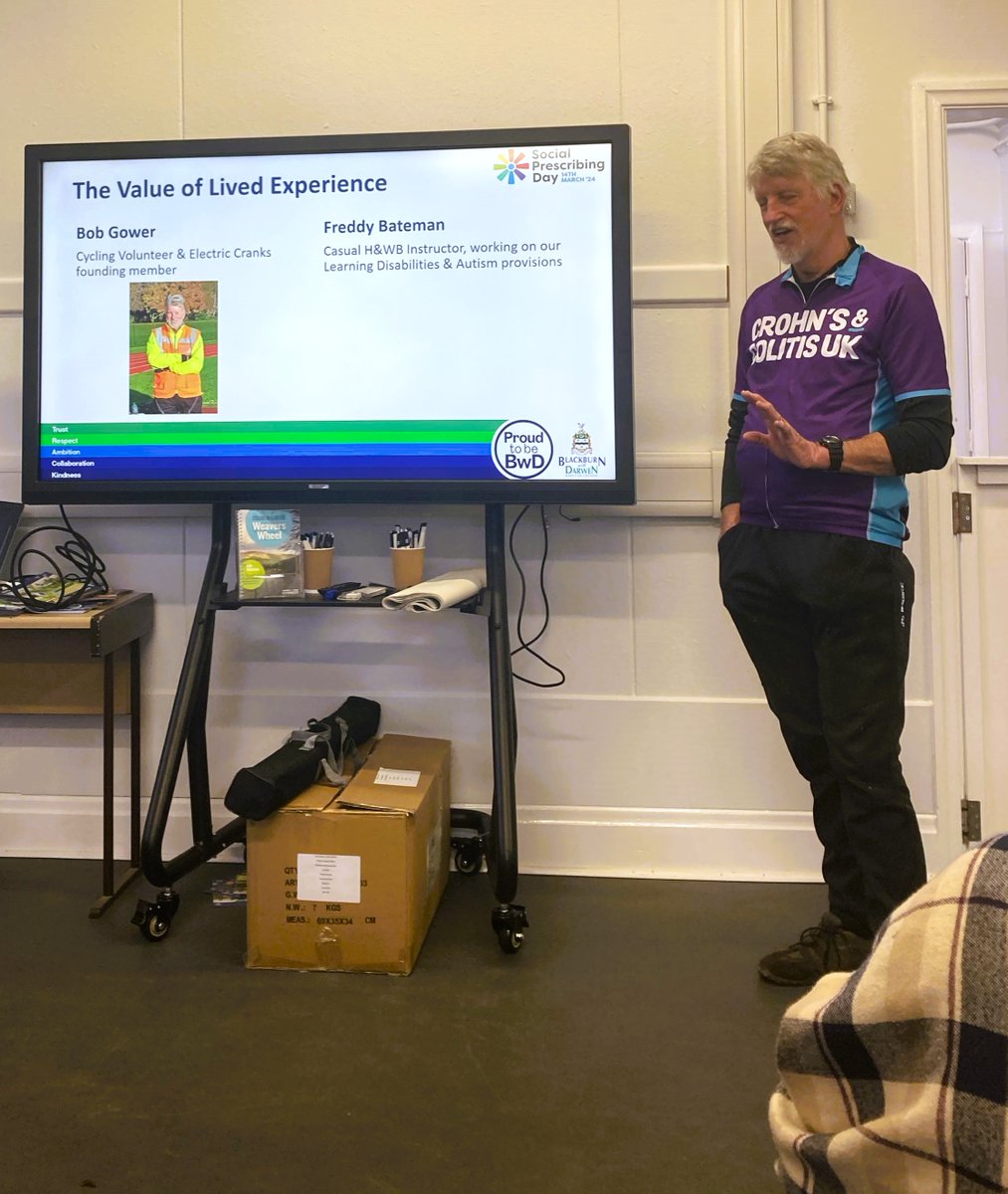 A fantastic morning listening to @bobgower3's story from heart failure to founding member of @ElectricCranks. He currently collaborates with @refreshbwd and @WythenshaweHosp to inspire and support others in their rehabilitation journey. #Research #rehabilitation @TaAFTalks