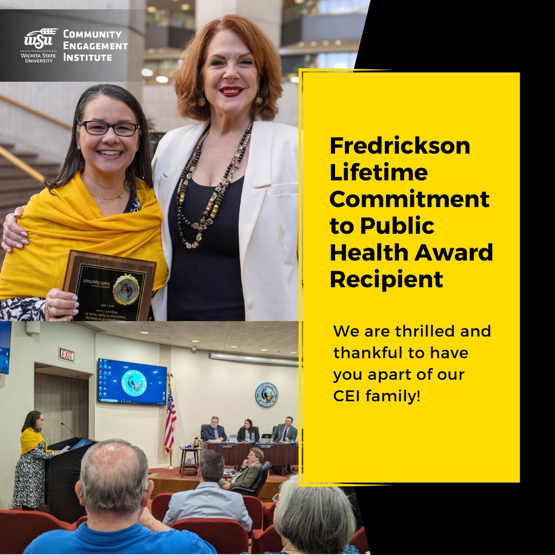 🎉 Congratulations to CEI's Public Health Associate, Sonja Armbruster, for earning the Fredrickson Lifetime Commitment to Public Health Award from @SedgwickCounty during #PublicHealthWeek!