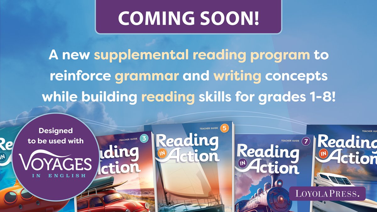 loyolapress's tweet photo. #ReadinginAction for grades 1-8 is coming soon! It brings reading to life, reinforcing grammar, enhancing writing, and boosting reading proficiency. Get ready for an immersive reading experience like never before! Learn more: https://t.co/h8sMKGVeym! #LoyolaPress https://t.co/3vmWDKGRkI