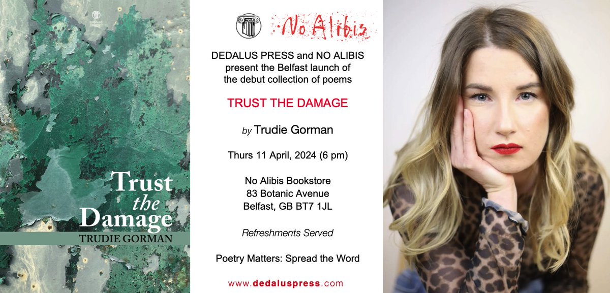 LAUNCH NOTICE: Trust the Damage by Trudie Gorman, at No Alibis Bookstore Belfast, Belfast, Thurs 11 April 2024 @ 6pm. @NOALIBISBOOKS @Trudie17