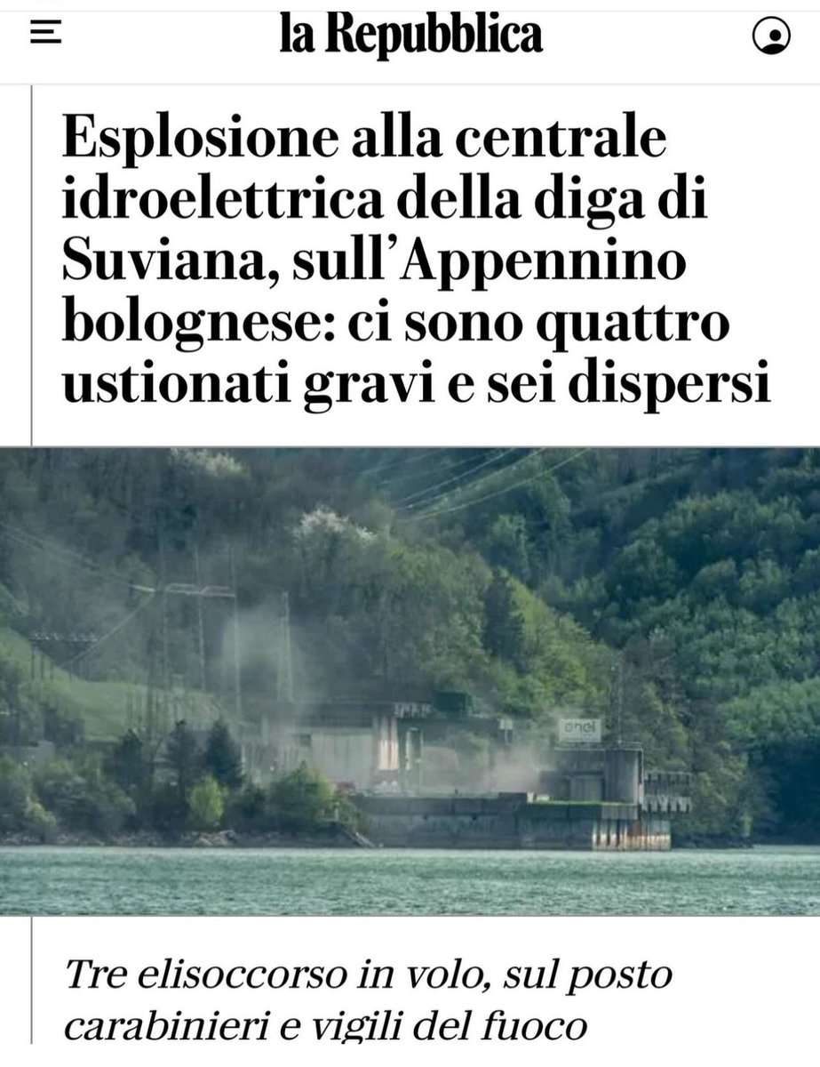 Seguiamo con estrema preoccupazione le notizie provenienti da Suviana. Sono in stretto contatto col sindaco di Camugnano. La vicepresidente Priolo sta raggiungendo il luogo dell'esplosione. Abbiamo attivato la Protezione Civile, a disposizione dei Vigili del fuoco (1/2)