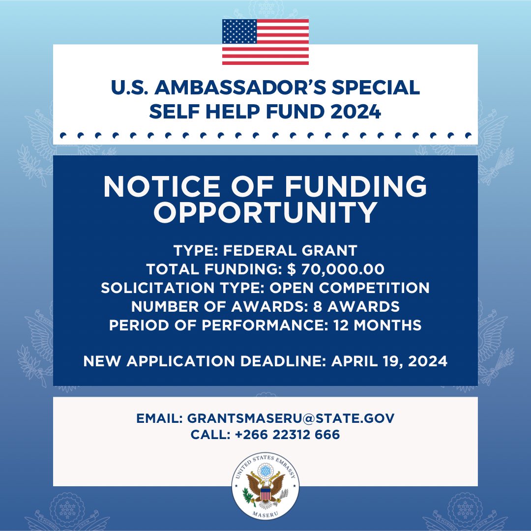 Great news! The deadline for the Ambassadors Special Self-Help Fund has been extended until April 19, 2024! If you haven't applied yet, now's your chance! This is an incredible opportunity to make a positive impact in your community. Don't miss out, apply today and encourage…
