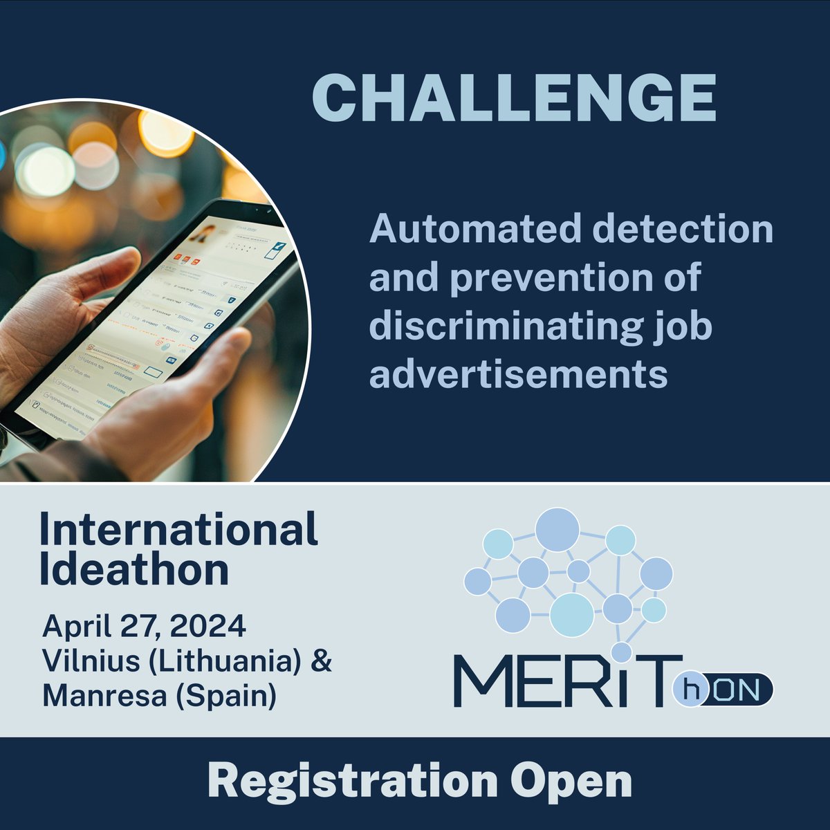 1️⃣2️⃣💡 Automated detection and prevention of discriminating job advertisements.

#MERIThONChallenges #MERIT #Ideathon ⤵️
digitalmerit.eu/merithon/propo…