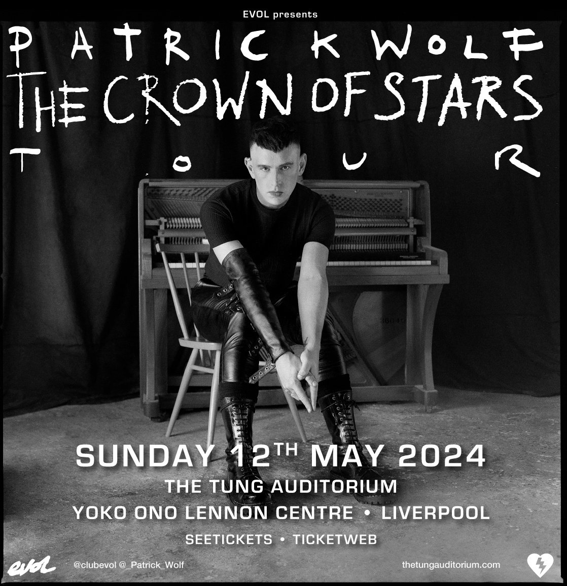 A truly unique, personal and engaging live experience. Discover masterful artiste @_PATRICK_WOLF and see 𝐓𝐇𝐄 𝐎𝐍𝐋𝐘 𝐔𝐊 𝐒𝐇𝐎𝐖 𝐎𝐅 𝟐𝟎𝟐𝟒, Sunday May 12th at Liverpool's @TungAuditorium. Get tickets: seetickets.com/event/patrick-… 📸 opening night of tour in 🇳🇱 by cranky_ola