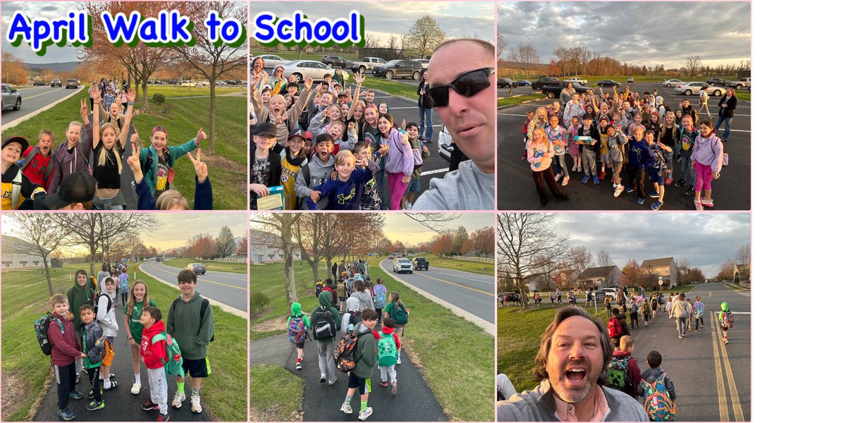 RHEPE1's tweet photo. April Walk to School. What a beautiful morning in Virginia. @MrLosePE #RHES24 #PhysEd #familyfitness @PTORHES https://t.co/abwj3JBVk4
