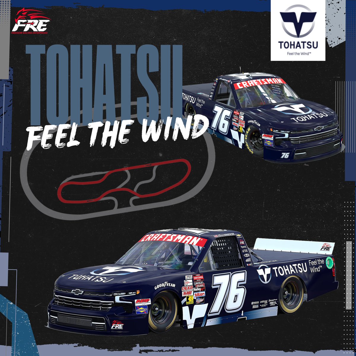 Drumroll please….we have a new primary sponsor for the NO. 76. WELCOME, @TohatsuAmerica Get ready to Feel the Wind at the Texas Motor Speedway on Friday! 🏁