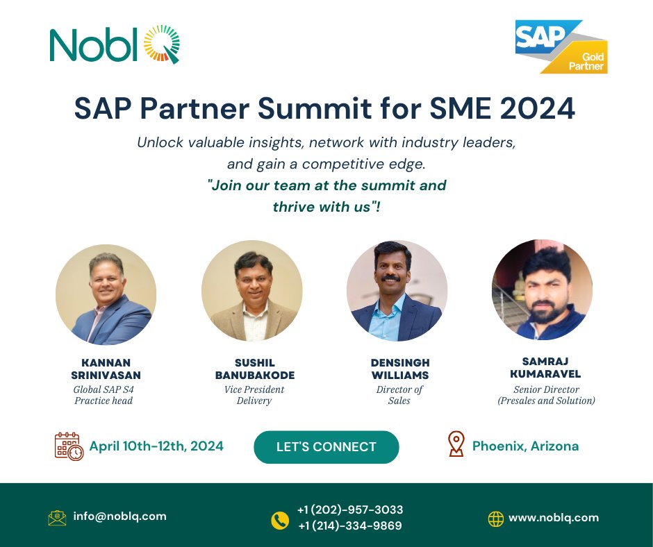 Nobl_Q's tweet image. Exciting news! 
Nobl Q joins SAP Partner Summit for SME 2024. Dive into SAP&apos;s ecosystem for insights, networking, and business growth. Connect with us to elevate your game!

#sap #sappartnersummit2024 #sme #noblq #saps4hana #sapbusinessone #sapgenerativeai #growwithsap