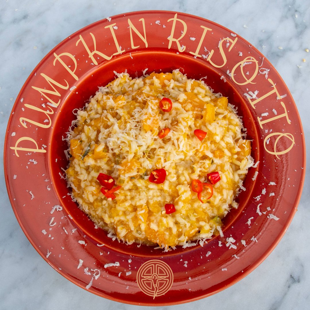 Savor the goodness of Pumpkin Risotto for #TuesdaysTable and be sure to join us for Real Food on #CFN as we celebrate the art of cooking with love and faith! #FaithandFood #BuonAppetito