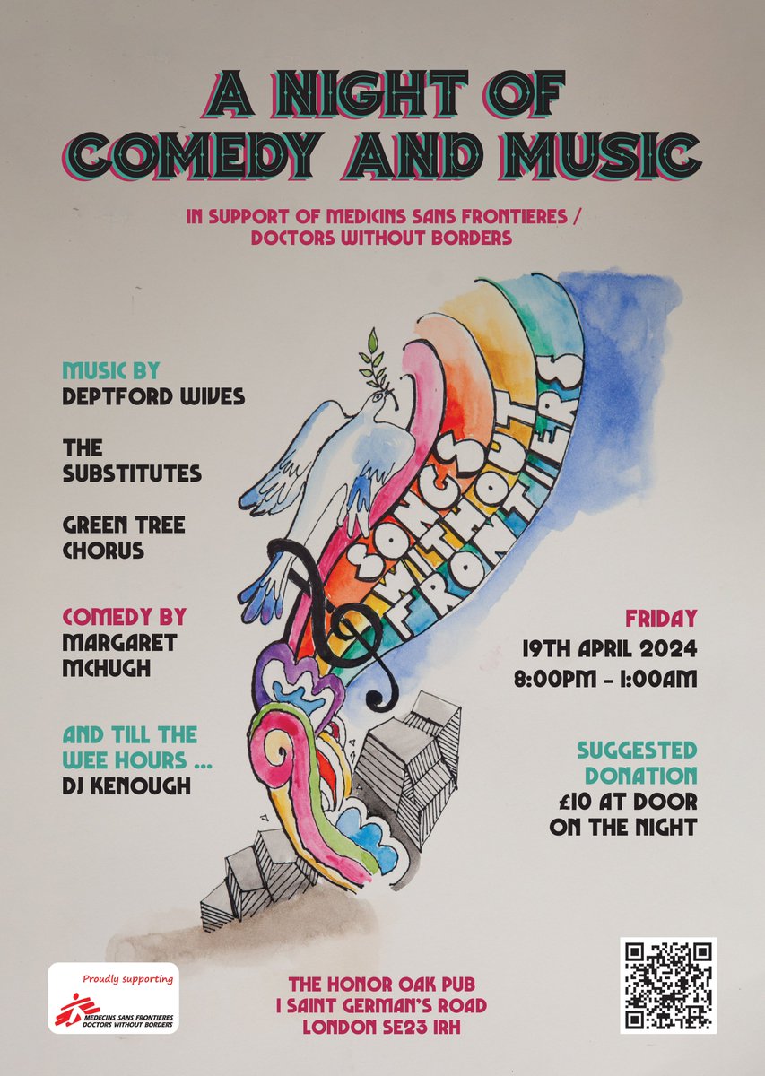 Have you got your tickets for Our charity event on the 19th April 2024? Its a free event though we do ask that you pay £10 in donation at the door, 
Music comedy and DJ sounds perf. Its for a good course also, in support of Médecins sans Frontières / Doctors without borders (MSF)
