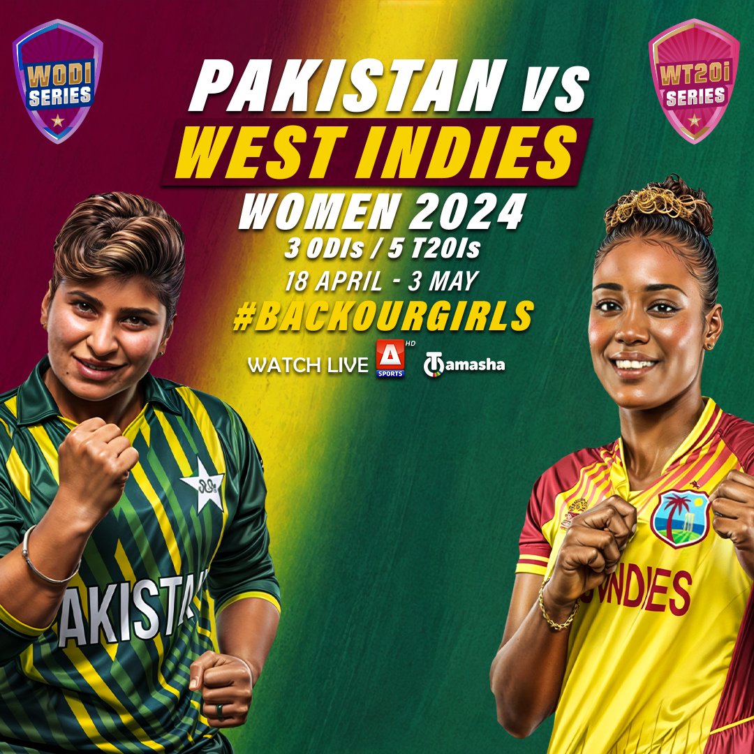 8️⃣ matches of the highest quality in Karachi! 🏟️

Get ready for the TransGroup Presents Jazz Pakistan vs West Indies T20I and ODI series 🏏

#PAKWvWIW | #BackOurGirls