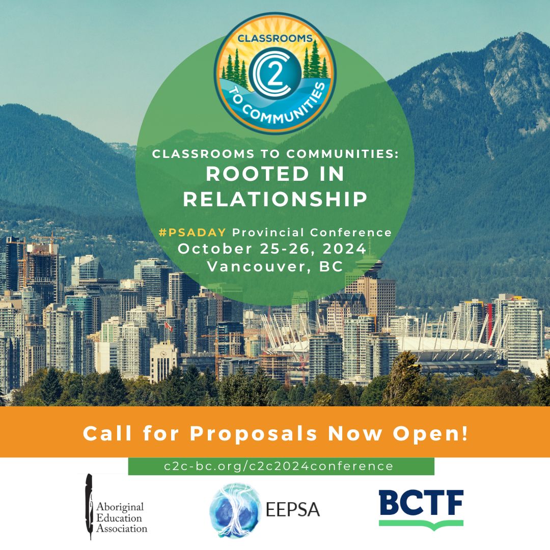 📣Attention innovators and education leaders! The Call for Proposals for our #C2C2024 PSA Day Conference is officially open 🍃! Don't miss your chance to share your work on October 25-26. To learn more please visit: c2c-bc.org #CallForProposals #C2C2024 #PSADay2024