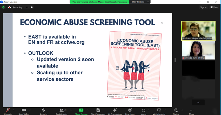 Today, over 30 settlement professionals learned about an economic abuse screening tool. Thank you to Michael Mayer, Director of Policy at the Canadian Center for Women’s Empowerment for facilitating the discussion. Learn more at ccfwe.org #ccfwe