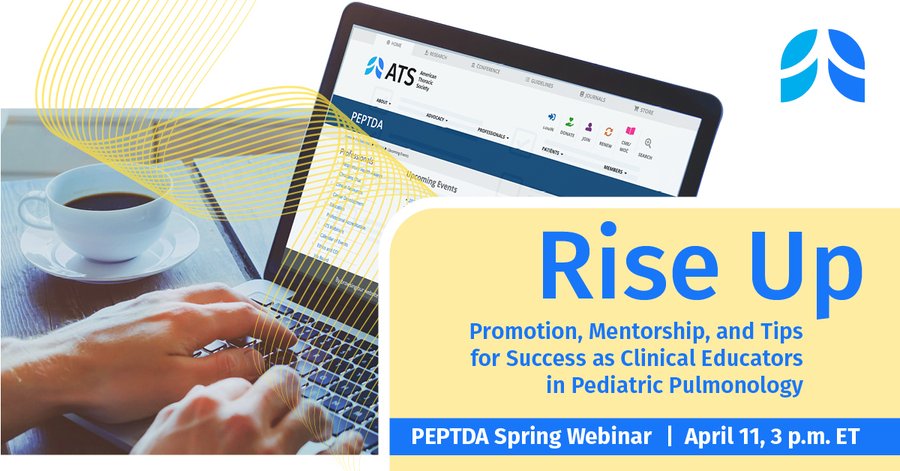 Come join us (virtually) this Wednesday, at the PEPTDA Spring Webinar: Rise Up—Advancement, Mentorship, and Success Strategies for Pediatric Pulmonology Educators! Register here: ow.ly/W1o550Rbm2w When: April 11, 2024 Time: 3p.m. EST See you there!