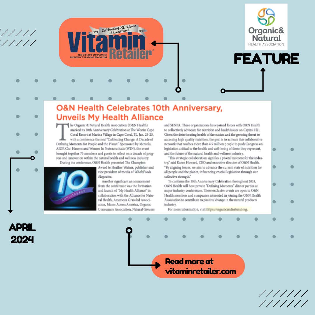 We have so much to celebrate this year, starting with 10 years of making an impact in the #naturalproducts industry! Catch up on @OrgNatHealth latest initiative: 'My Health Alliance' @vitaminretailer