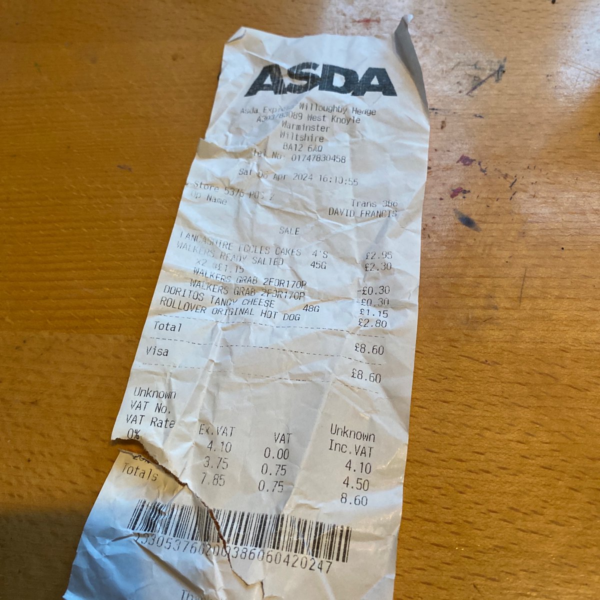 As usual we forgot to take any photos of the weekends gigs…
So here is the receipt from the Adsa where we bought our lunch.

check out Madam Misfit and @brianhstone (and the masters of none)

Thanks to all you paid, played and made the weekend so special!