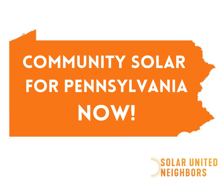 22,500 Solar United Neighbors members across #Pennsylvania want access to #CommunitySolar. NOW is the time to make it happen! PASS #HB1842