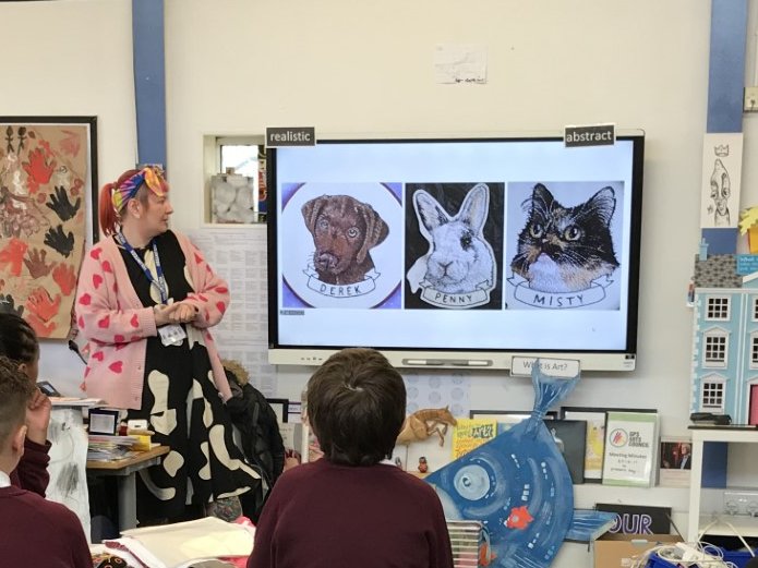 Our Year 6 children have learnt about the @BloodBagProject today with local textile artist, Leigh Bowser. We have designed our own Blood bags and have started to create them, using a range of materials. @LeighLaLovesYou @accessart @theartcriminal @AdamVincentHMI @Artsmarkaward