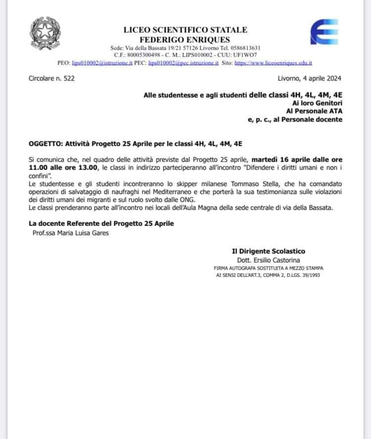 Dopo Raimo, anche questo. A #Livorno una prof approfitta del proprio ruolo per fare propaganda politica contro 'il rispetto dei confini'e invita a scuola le ONG. 
Docenti ideologizzati che abusano dell'autonomia dell'insegnamento per strumentalizzare gli studenti.
Spregio totale.