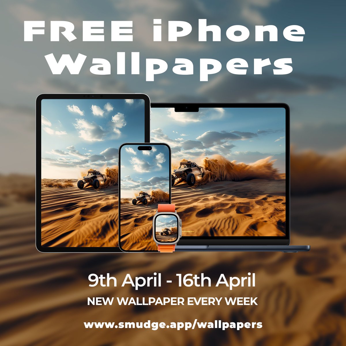 New wallpaper every week - Download for FREE at: smudge.app/wallpapers

#iphone #free #wallpaper #smudgewallpaper #ipad #mac #applewatch #ios #macos #apple #ai #midjourney #midjourneyart #freedownload #freeiphonewallpaper #openai #dalle #sand #car #dunebuggy #jump #sanddunes