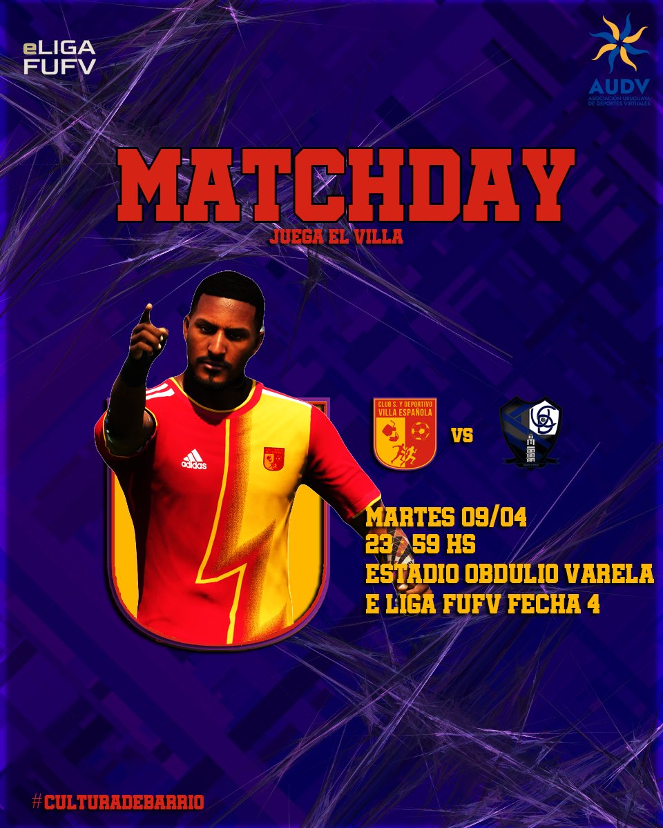 Villa Española eSports (@villaespesports) on Twitter photo eLIGAFUFV 🎮
Día 4
🗓️ Martes 9/4
⏳23:59 hs
⏩<a href="/CerritoXXI/">Cerrito XXI 🇺🇾</a>
📺 <a href="/AUDVesports/">Asociación Uruguaya de Deportes Virtuales</a>
#CulturaDeBarrio❤️💛💜 eLIGAFUFV 🎮
Día 4
🗓️ Martes 9/4
⏳23:59 hs
⏩<a href="/CerritoXXI/">Cerrito XXI 🇺🇾</a>
📺 <a href="/AUDVesports/">Asociación Uruguaya de Deportes Virtuales</a>
#CulturaDeBarrio❤️💛💜