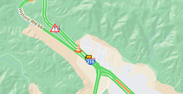 SBCO: Northbound Interstate 15 at Kenwood Avenue, San Bernardino. Lane #6 is closed for maintenance as hazmat cleanup continues. Expect closure until 8:00 pm. Plan your route to avoid delays. #Caltrans8