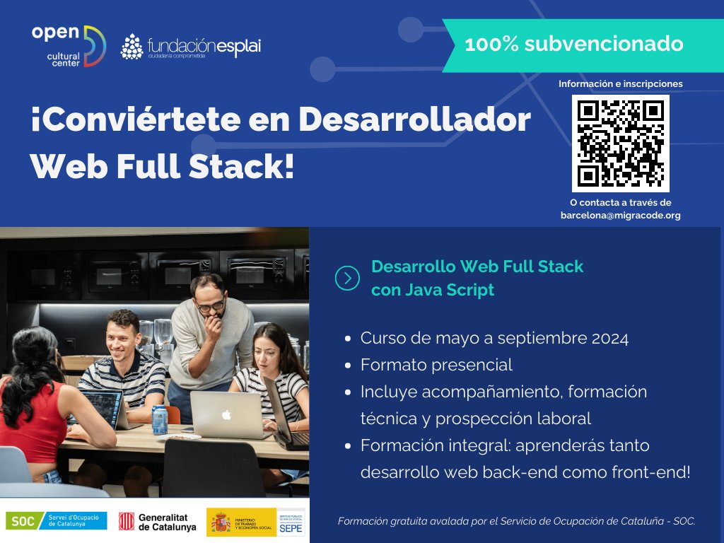 ¿Quieres convertirte en un Junior Web Developer? 🌠

Apúntate a nuestro curso de Desarrollo Web Full Stack con #Javascript dónde aprenderás habilidades tanto en #frontend como en #backend para crear aplicaciones web completas y funcionales.

🔗 lnkd.in/e2sFMj35